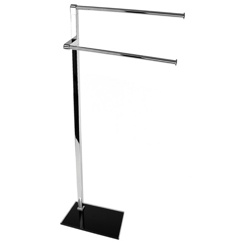 Towel Stand, Gedy 7831-14, Chrome Towel Stand with Black Thermoplastic Resins Base 7831-14